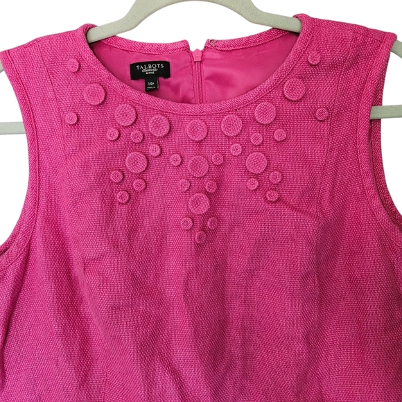 Women's Talbot Hot Pink Tweed Linen Sheath Dress Sleeveless 14P   14 Petite - Picture 8 of 9